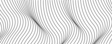 Yarım tonluk tek renkli arkaplan ve akışkan noktalar. Siyah beyaz soyut dalga dokusu. Vektör illüstrasyonu