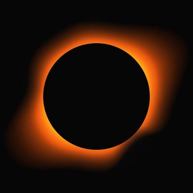 Circle illuminate frame with gradient. Orange round neon banner isolated on black background. Vector illustration
