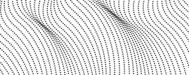 Yarım tonluk tek renkli arkaplan ve akışkan noktalar. Siyah beyaz soyut dalga dokusu. Vektör illüstrasyonu