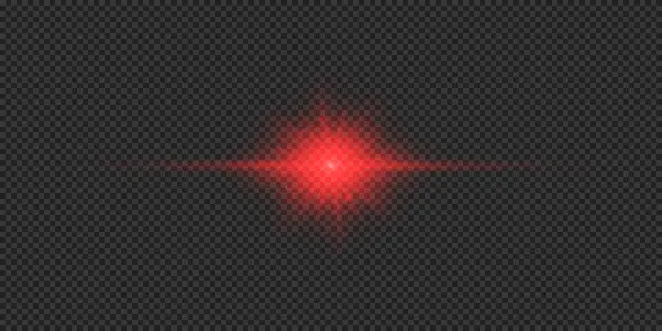Světelný Efekt Záblesků Objektivu Červený Vodorovně Zářící Světelný Třeskající Efekt — Stockový vektor