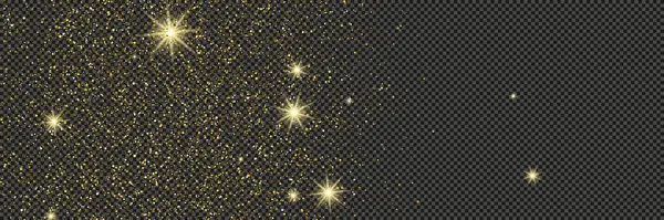 Zlatý Třpytivý Prach Hvězdami Šedém Průhledném Pozadí Prach Zlatým Třpytivým — Stockový vektor