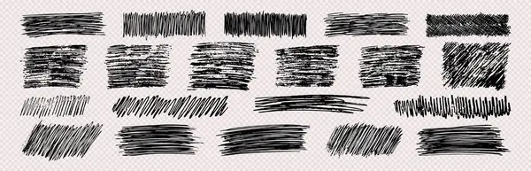 Set Rectangle Scribble Smears Wavy Lines Strokes Drawn Pen Black — Stock Vector