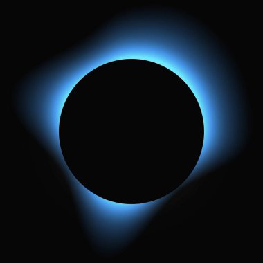 Circle illuminate frame with gradient. Blue round neon banner isolated on black background. Vector illustration