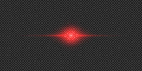 Lens Fişeklerinin Işık Etkisi Gri Şeffaf Arkaplanda Parıldayan Kırmızı Yatay — Stok Vektör