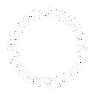 Soyut siyah yarım ton noktalı arkaplan daire şeklinde. Yarım ton noktalarını çember yapın. Vektör illüstrasyonu