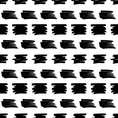 Seamless pattern with black marker scribbles on white background. Vector illustration
