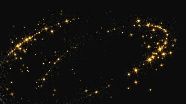 Goldglitzerndes Konfetti Winkt Und Sternenstaub Hintergrund Mit Goldenem Magischen Funkeln — Stockvektor