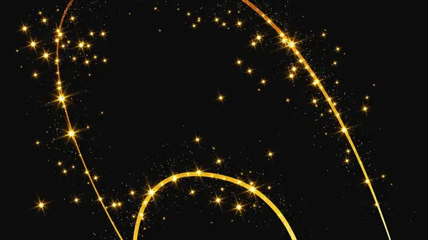 Gold Glittering Confetti Wave Stardust Backdrop Golden Magical Sparkles Dark — Stock Vector