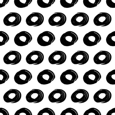 Kusursuz desenli, el çizimi, beyaz zemin üzerine çizilmiş karalama çemberleri. Soyut grunge dokusu. Vektör illüstrasyonu