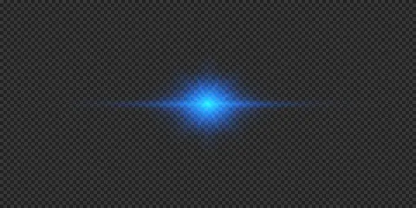 Lichteffekt Von Linsenraketen Blauer Horizontal Leuchtender Licht Starburst Effekt Mit — Stockvektor