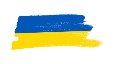 Grunge tarzında Ukrayna ulusal bayrağı. Ukrayna 'nın fırça darbesi bayrağıyla boyanmış. Vektör illüstrasyonu