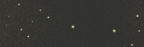Goldglitzernder Staub Mit Sternen Auf Grauem Transparentem Hintergrund Staub Mit — Stockvektor