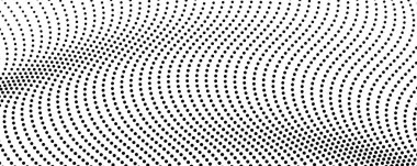 Yarım tonluk tek renkli arkaplan ve akışkan noktalar. Siyah beyaz soyut dalga dokusu. Vektör illüstrasyonu