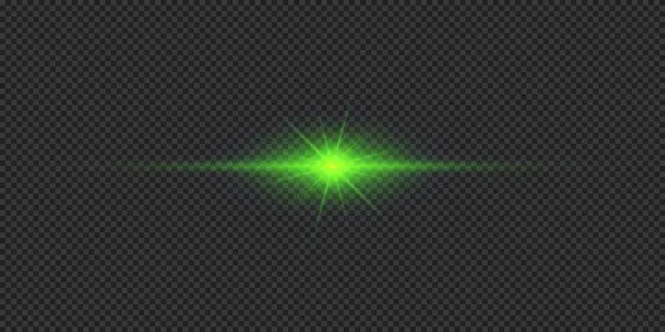 Licht Effect Van Lens Fakkels Groen Horizontaal Gloeiend Licht Starburst — Stockvector