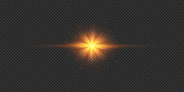 Efeito Luz Dos Flares Lente Laranja Efeito Starburst Luz Brilhante — Vetor de Stock