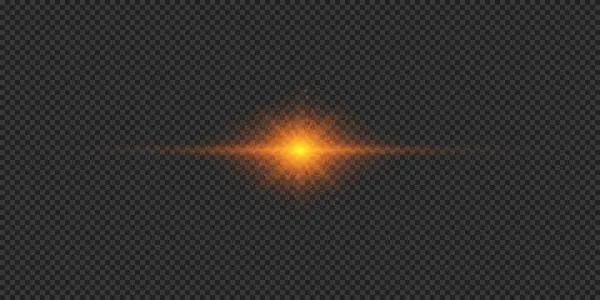 Light Effect Lens Flares Orange Horizontal Glowing Light Starburst Effect — Stock Vector