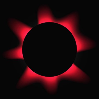 Circle illuminate frame with gradient. Red round neon banner isolated on black background. Vector illustration