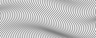 Yarım tonluk tek renkli arkaplan ve akışkan noktalar. Siyah beyaz soyut dalga dokusu. Vektör illüstrasyonu