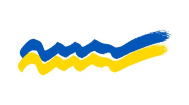 Grunge tarzında Ukrayna ulusal bayrağı. Ukrayna 'nın fırça darbesi bayrağıyla boyanmış. Vektör illüstrasyonu