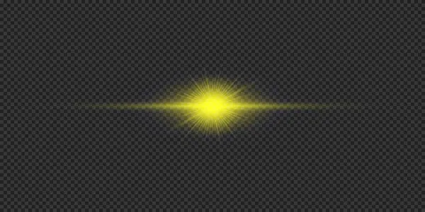 Light Effect Lens Flares Yellow Horizontal Glowing Light Starburst Effect — Stock Vector