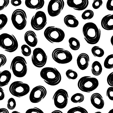 Kusursuz desenli, el çizimi, beyaz zemin üzerine çizilmiş karalama çemberleri. Soyut grunge dokusu. Vektör illüstrasyonu