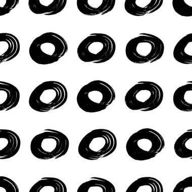 Kusursuz desenli, el çizimi, beyaz zemin üzerine çizilmiş karalama çemberleri. Soyut grunge dokusu. Vektör illüstrasyonu
