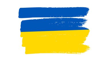 Grunge tarzında Ukrayna ulusal bayrağı. Ukrayna 'nın fırça darbesi bayrağıyla boyanmış. Vektör illüstrasyonu