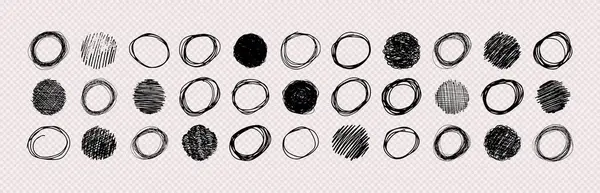 Hand Drawn Scribble Circles Set Pencil Drawings Black Doodle Design — Stock Vector