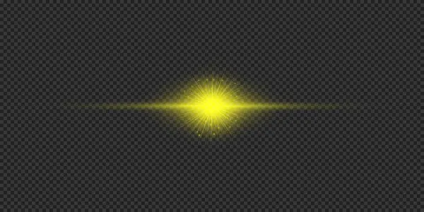 Světelný Efekt Záblesků Objektivu Žlutý Vodorovně Zářící Světelný Třeskající Efekt — Stockový vektor
