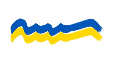 Grunge tarzında Ukrayna ulusal bayrağı. Ukrayna 'nın fırça darbesi bayrağıyla boyanmış. Vektör illüstrasyonu