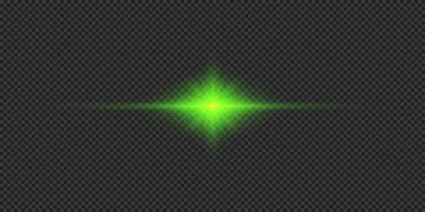 Light Effect Lens Flares Green Horizontal Glowing Light Starburst Effect — Stock Vector