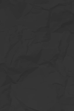 Siyah, buruşuk kağıt arka plan. Posterler ve afişler için buruşturulmuş dikey boş kağıt şablonu. Vektör illüstrasyonu