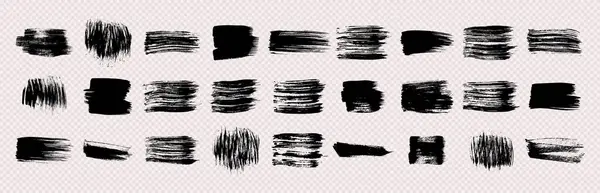 Black Grunge Brush Strokes Set Black Hand Painted Brush Ink — Stock Vector