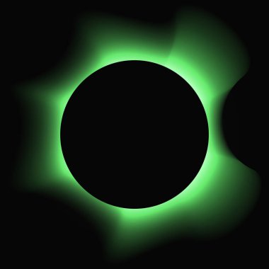 Circle illuminate frame with gradient. Green round neon banner isolated on black background. Vector illustration