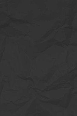 Siyah, buruşuk kağıt arka plan. Posterler ve afişler için buruşturulmuş dikey boş kağıt şablonu. Vektör illüstrasyonu