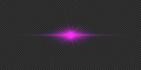 Light Effect Lens Flares Purple Horizontal Glowing Light Starburst Effect — Stock Vector