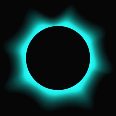Circle illuminate frame with gradient. Blue round neon banner isolated on black background. Vector illustration