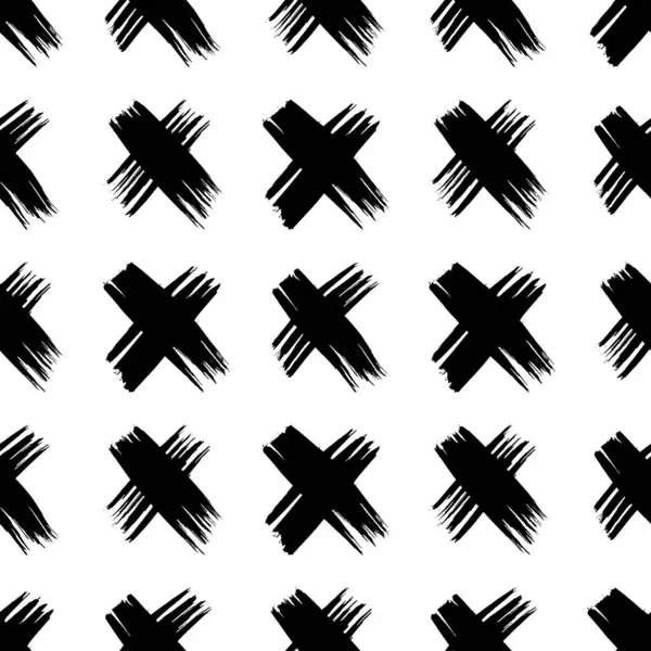 Nahtloses Muster Mit Handgezeichneten Kreuzsymbolen Schwarze Skizze Kreuz Symbol Auf — Stockvektor