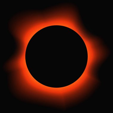 Circle illuminate frame with gradient. Red round neon banner isolated on black background. Vector illustration