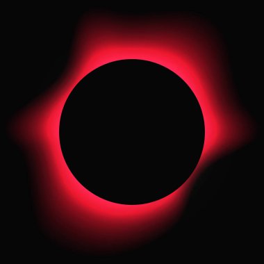 Circle illuminate frame with gradient. Red round neon banner isolated on black background. Vector illustration
