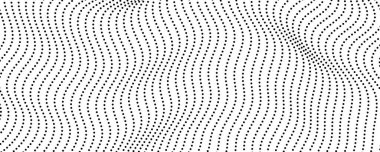 Yarım tonluk tek renkli arkaplan ve akışkan noktalar. Siyah beyaz soyut dalga dokusu. Vektör illüstrasyonu