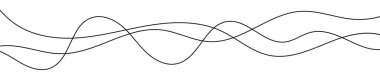 İnce kıvrımlı dalgalı çizgiler. Beyaz arka planda üç siyah dalgalı çizgi. Vektör illüstrasyonu