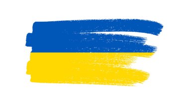 Grunge tarzında Ukrayna ulusal bayrağı. Ukrayna 'nın fırça darbesi bayrağıyla boyanmış. Vektör illüstrasyonu
