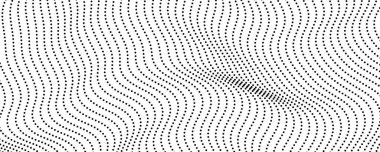 Yarım tonluk tek renkli arkaplan ve akışkan noktalar. Siyah beyaz soyut dalga dokusu. Vektör illüstrasyonu