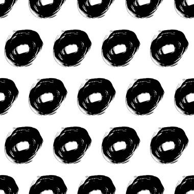 Kusursuz desenli, el çizimi, beyaz zemin üzerine çizilmiş karalama çemberleri. Soyut grunge dokusu. Vektör illüstrasyonu