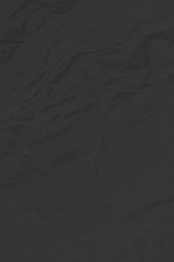 Siyah, buruşuk kağıt arka plan. Posterler ve afişler için buruşturulmuş dikey boş kağıt şablonu. Vektör illüstrasyonu