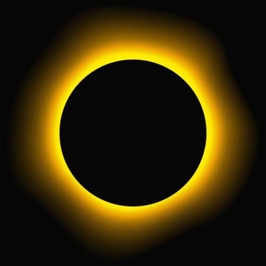 Circle illuminate frame with gradient. Yellow round neon banner isolated on black background. Vector illustration