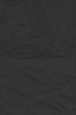 Siyah, buruşuk kağıt arka plan. Posterler ve afişler için buruşturulmuş dikey boş kağıt şablonu. Vektör illüstrasyonu