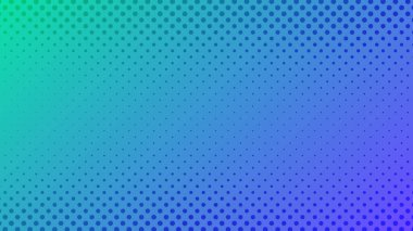 Noktalı arka plan. Çizgi roman tarzında mavi pop sanat deseni. Renkli nokta dokusu. Vektör illüstrasyonu