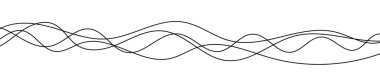 İnce kıvrımlı dalgalı çizgiler. Beyaz arka planda dört siyah dalgalı çizgi. Vektör illüstrasyonu